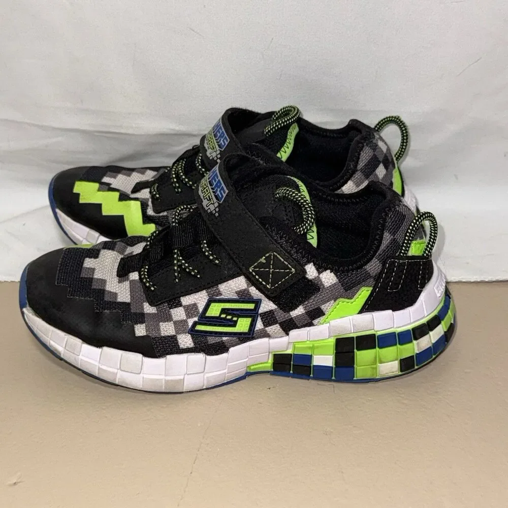 Skechers MEGA-CRAFT Boys Children’s Youth Sneakers Size 3 Blue Green Blocks